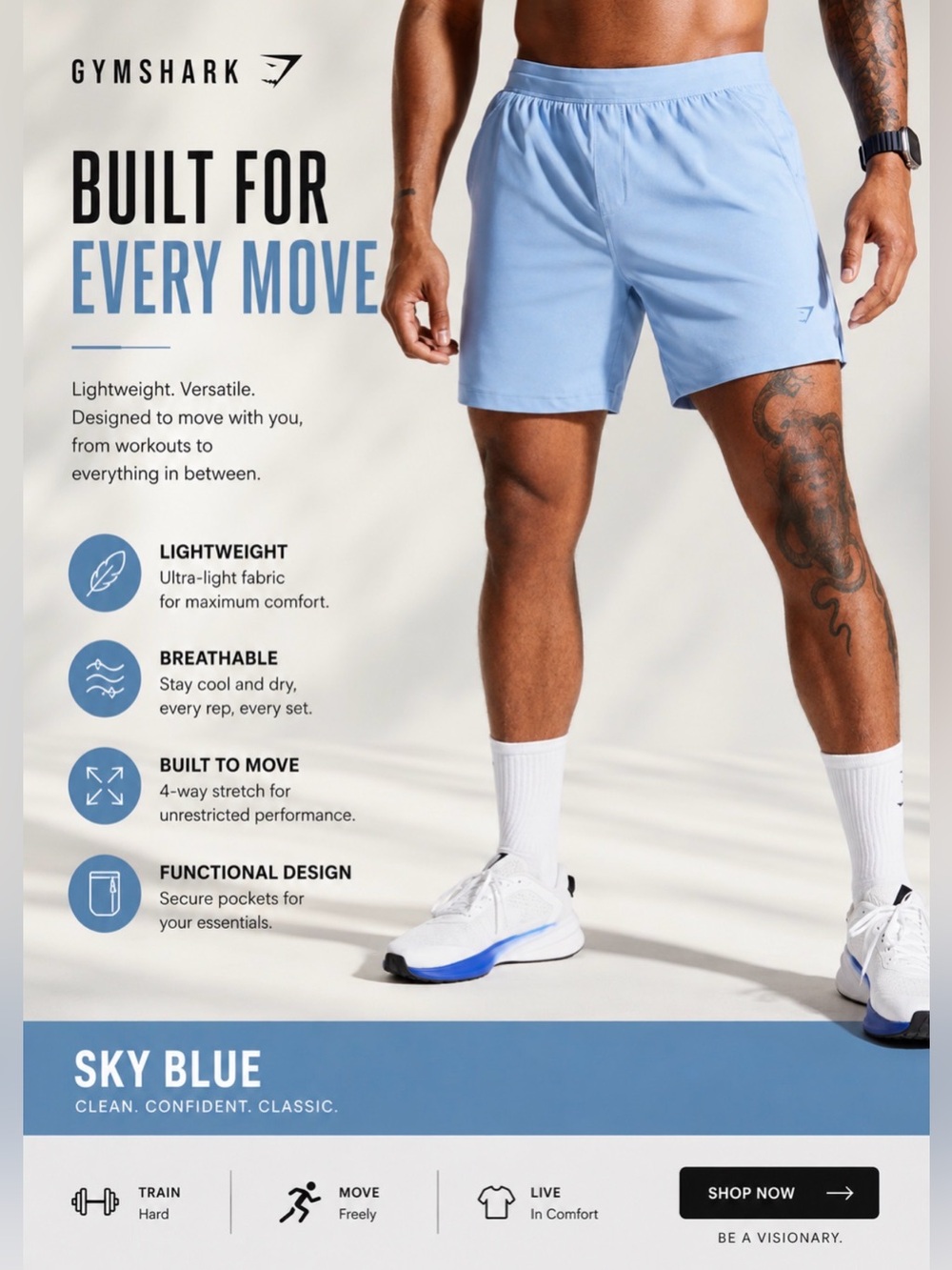 Gymshark Sky Blue Men's Athletic Shorts